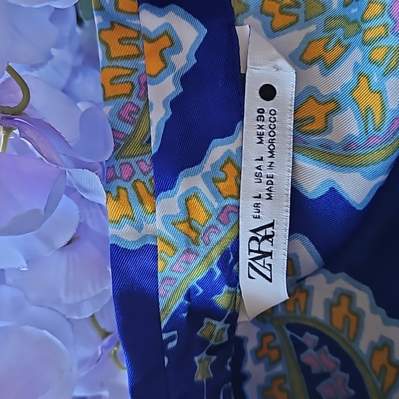 Zara Bohemian Colorful Abstract Button Down Blouse size Lg - Picture 8 of 9